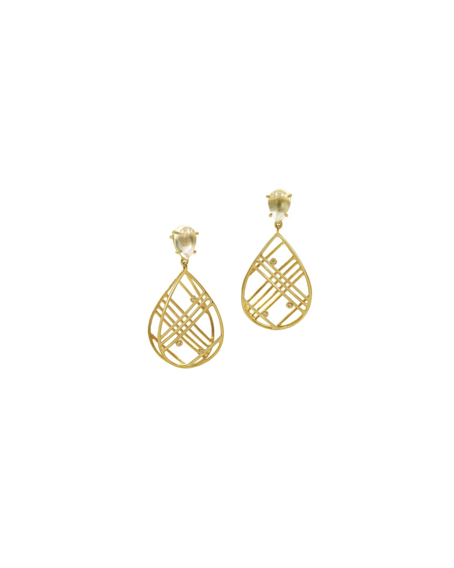 Cascaded Pear Earrings with Moonstone