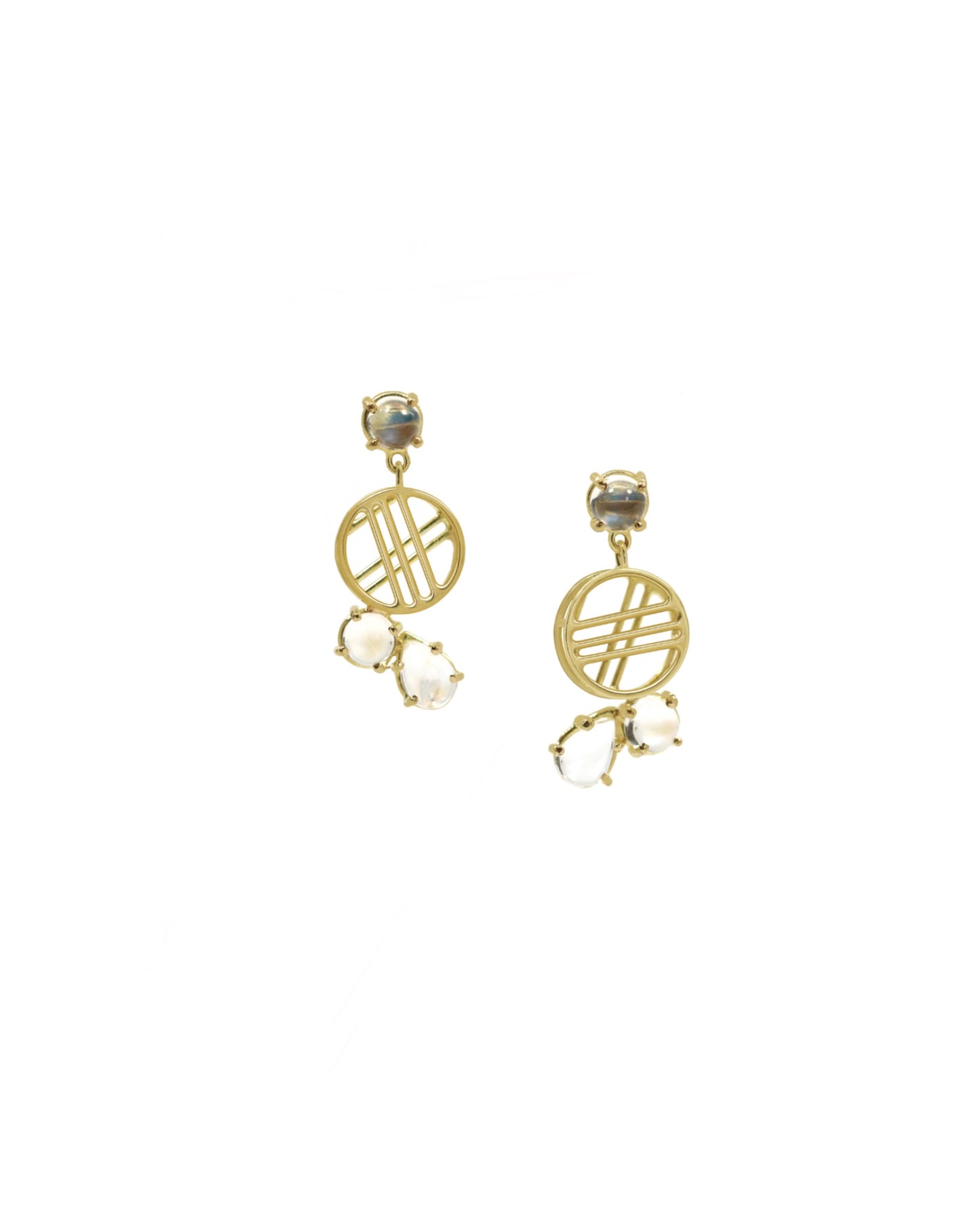 Cascaded Circle Earrings with Moonstones