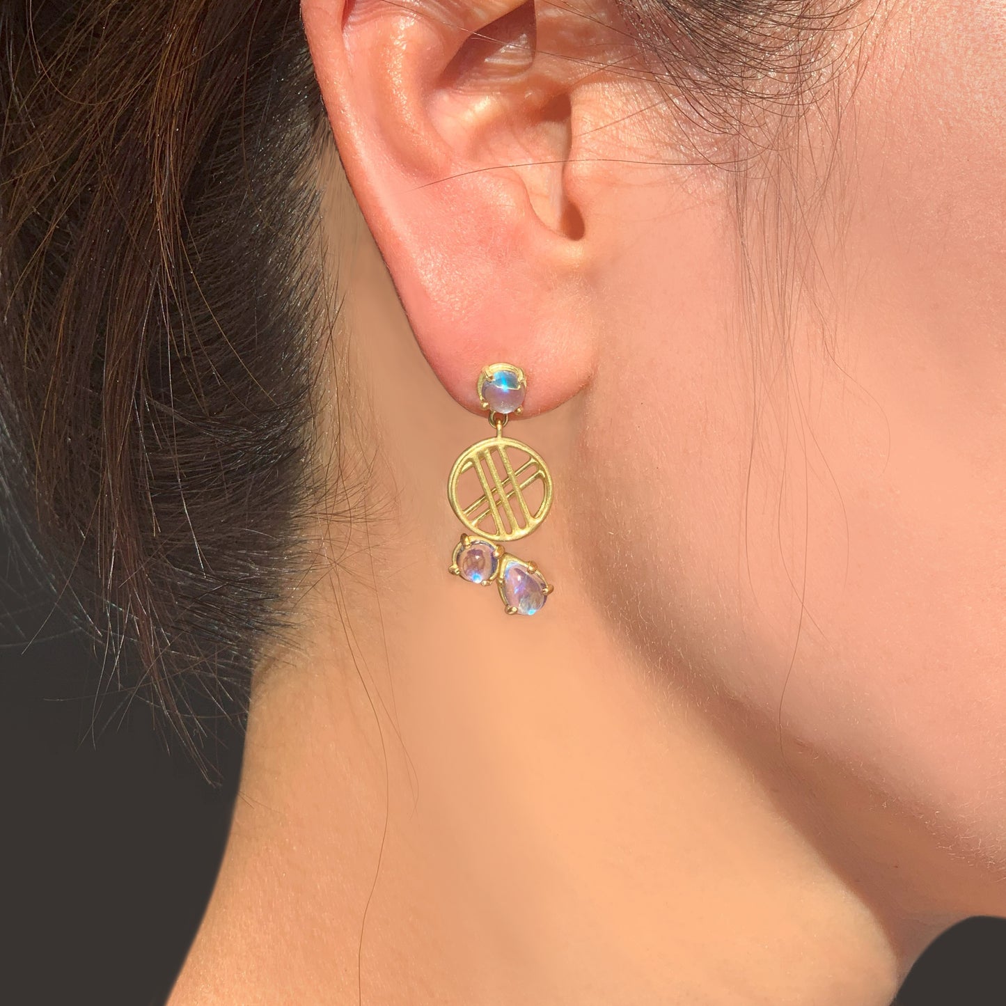 Cascaded Circle Earrings with Moonstones